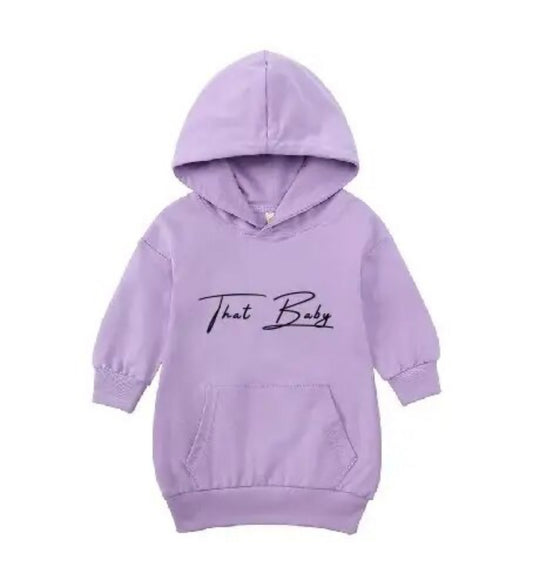 That Baby Hooded Pocket Long Sleeve Dress